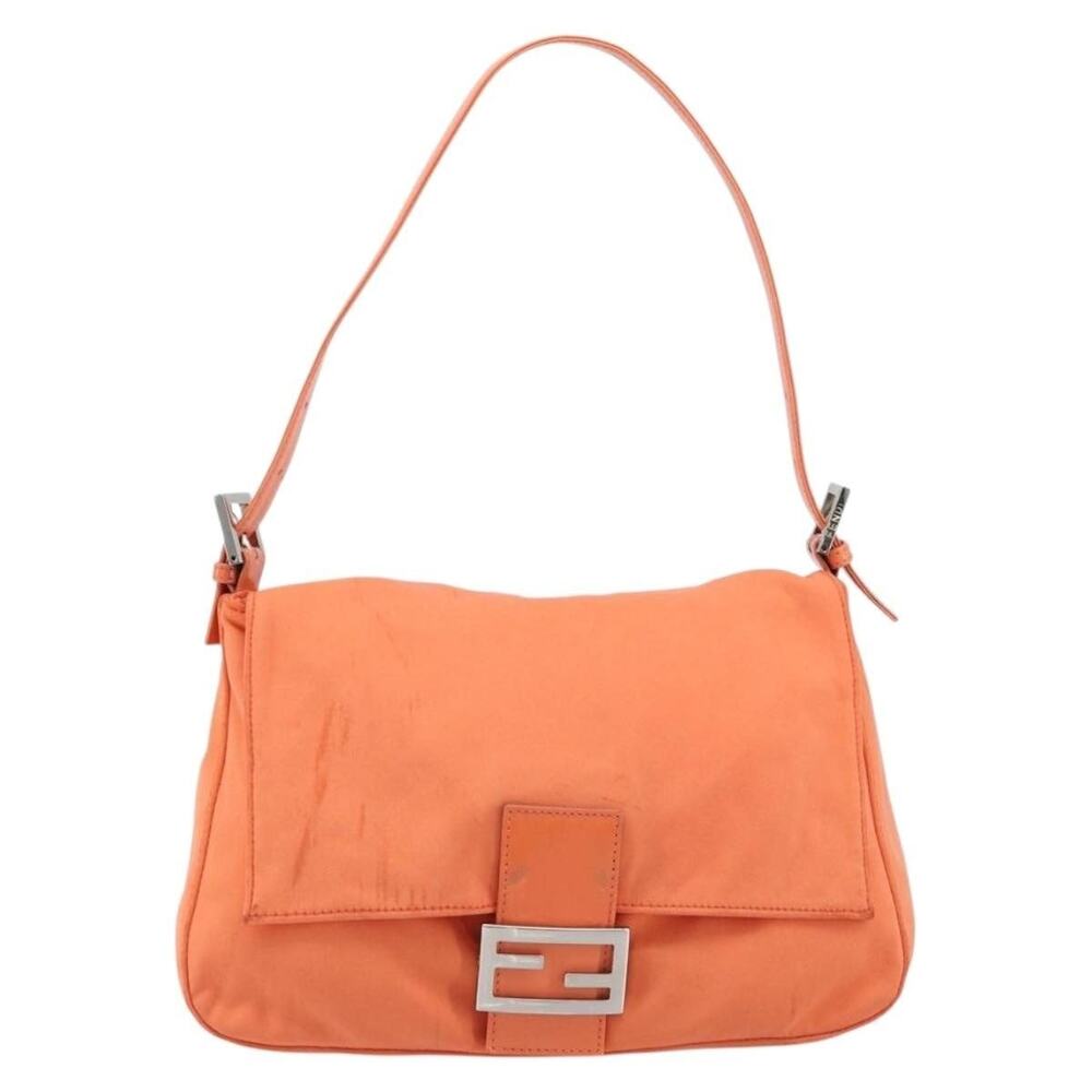 Fendi Nylon Mamma Baguette Shoulder Bag Orange